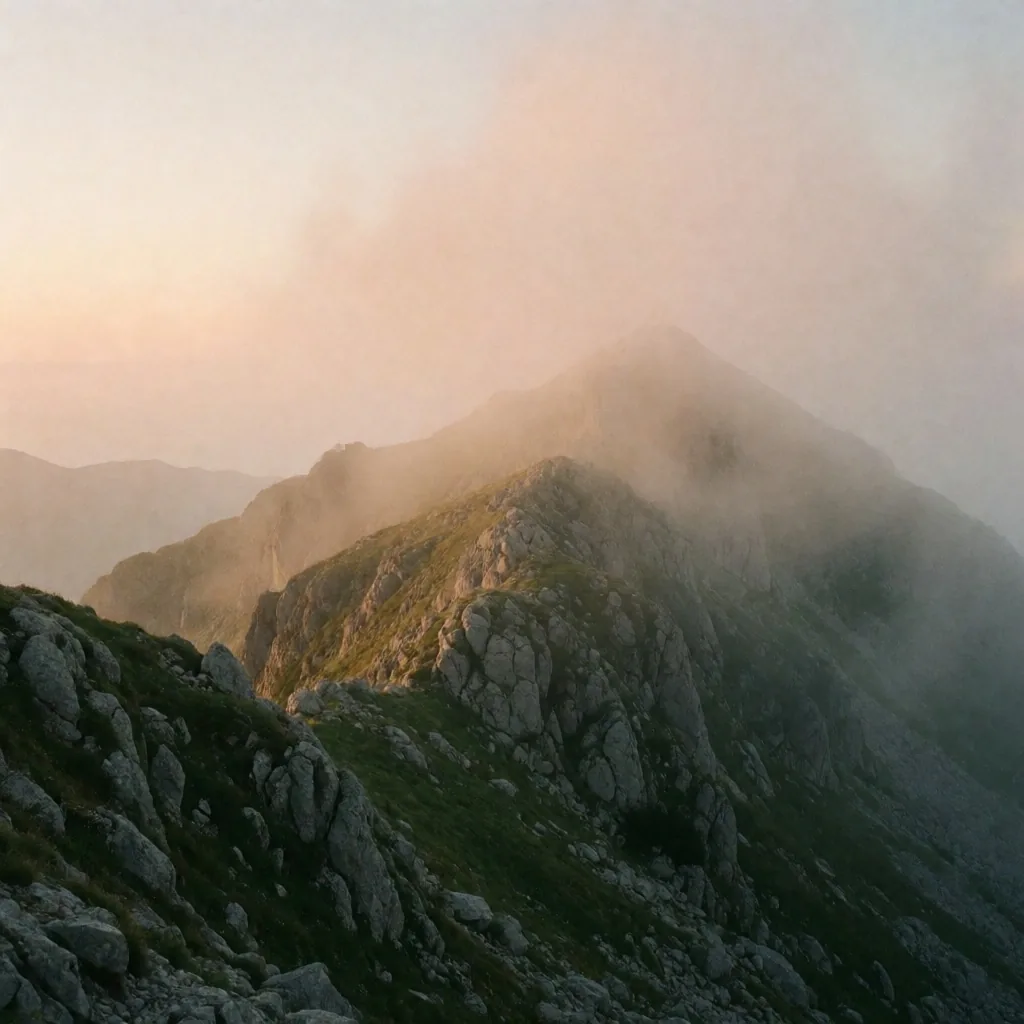 Dawn mountain ridge landscape